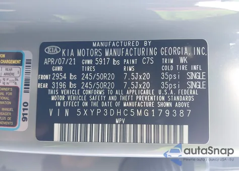 2021 Kia Telluride Ex from USA, damaged, VIN 5XYP3DHC5MG179387